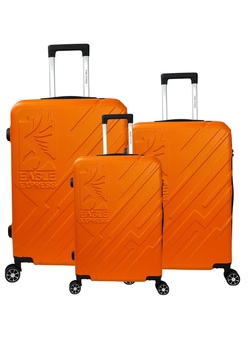 ROBUST ABS HARD TROLLEY 20,24,28 inch 3 Piece Set ORANGE