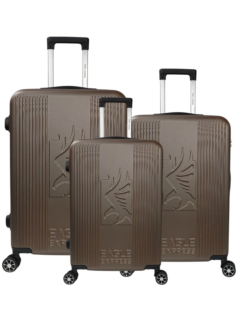 RAMBLE ABS HARD TROLLEY 20,24,28 inch 3 Piece Set BROWN