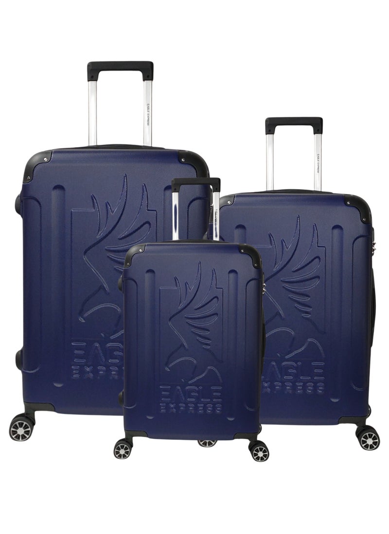 PROTECTOR ABS HARD TROLLEY 20,24,28 inch 3 Piece Set NAVY BLUE