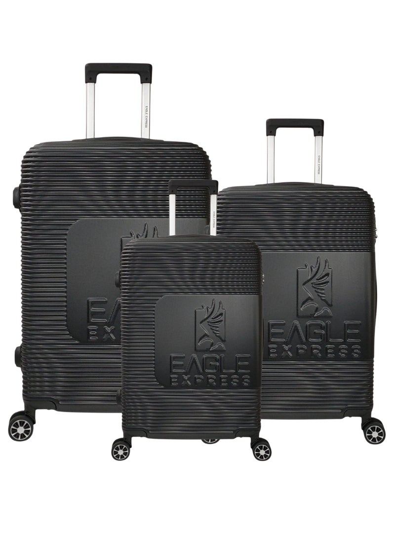 HORIZONE ABS HARD TROLLEY 20,24,28 inch 3 Piece Set BLACK