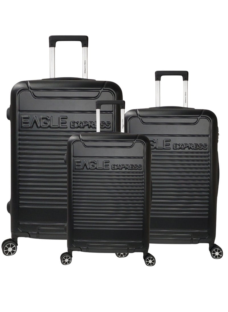 DEFENDER ABS HARD TROLLEY 20,24,28 inch 3 Piece Set BLACK