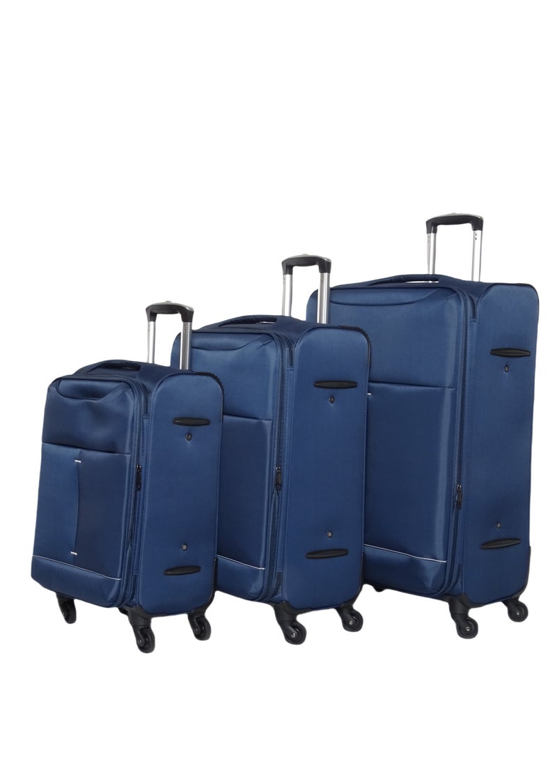 Saw&See 3 Piece Oxford Cloth Trolley Luggage Set Universal Wheels with Digital Lock 20/24/28 Inch Blue