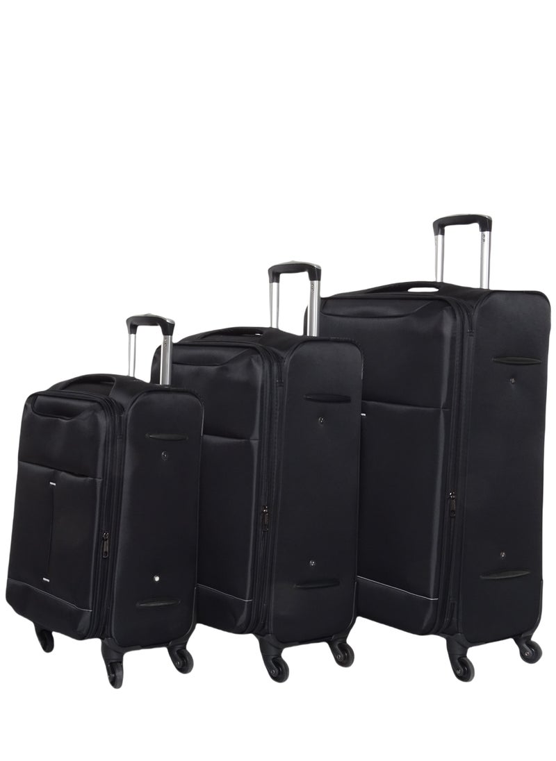 Saw&See 3-Piece Oxford Cloth Luggage Set Spinner Wheels with Combination Lock 20/24/28 Inch Black