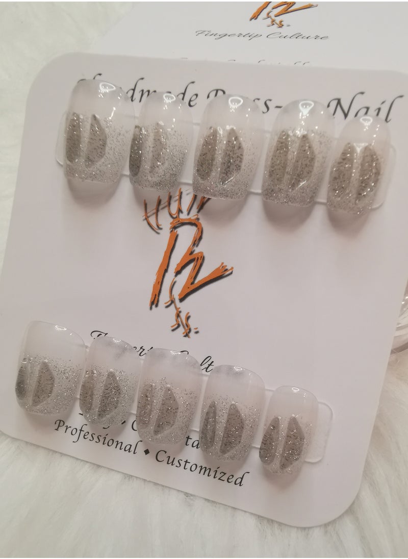 Binzo Beauty Handmade Press On Nails, 10pcs, Nails Art , Acrylic Nails, False Nails, Luxury Collection, Luxury Nails Arts, New Accessories， Wedding Nails，Party Nails.