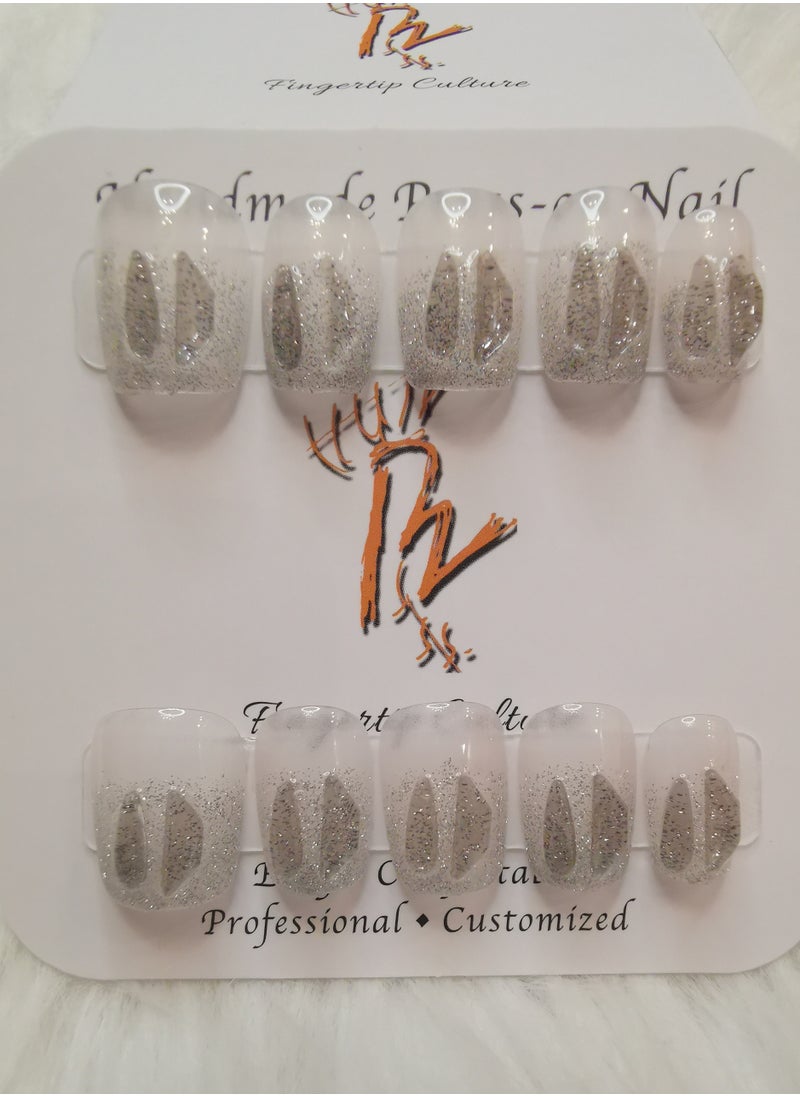 Binzo Beauty Handmade Press On Nails, 10pcs, Nails Art , Acrylic Nails, False Nails, Luxury Collection, Luxury Nails Arts, New Accessories， Wedding Nails，Party Nails.