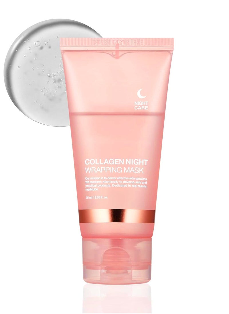 Collagen Night Wrapping Peel Off Facial Mask - Overnight Sleeping Mask For Elasticity & Hydration Care, Reduces Sagging & Dullness - Collagen Extract For Radiant Skin 75g