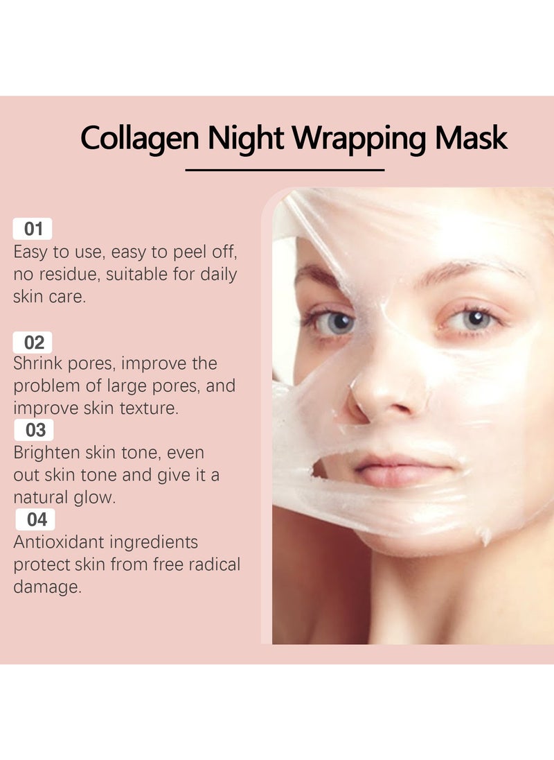 Collagen Night Wrapping Peel Off Facial Mask - Overnight Sleeping Mask For Elasticity & Hydration Care, Reduces Sagging & Dullness - Collagen Extract For Radiant Skin 75g