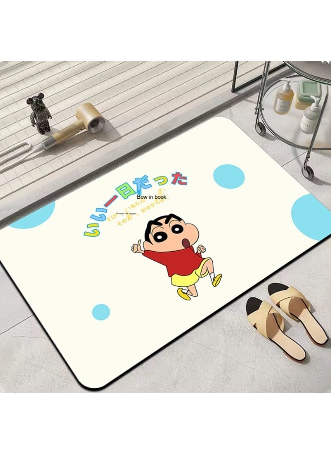 Cartoon Crayon Shin-chan Quick-Dry Anti-Slip Bath and Kitchen Mat, Easy to Clean