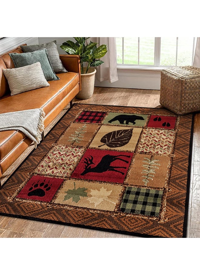 Vintage Persian Style Living Room Coffee Table Carpet - Non-Slip, Stain-Resistant, Easy to Clean, Washable, Soft and Comfortable Area Rug