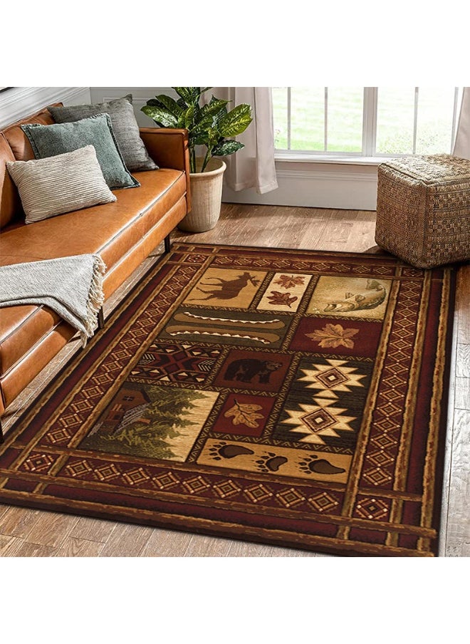 Vintage Persian Style Living Room Coffee Table Carpet - Non-Slip, Stain-Resistant, Easy to Clean, Washable, Soft and Comfortable Area Rug