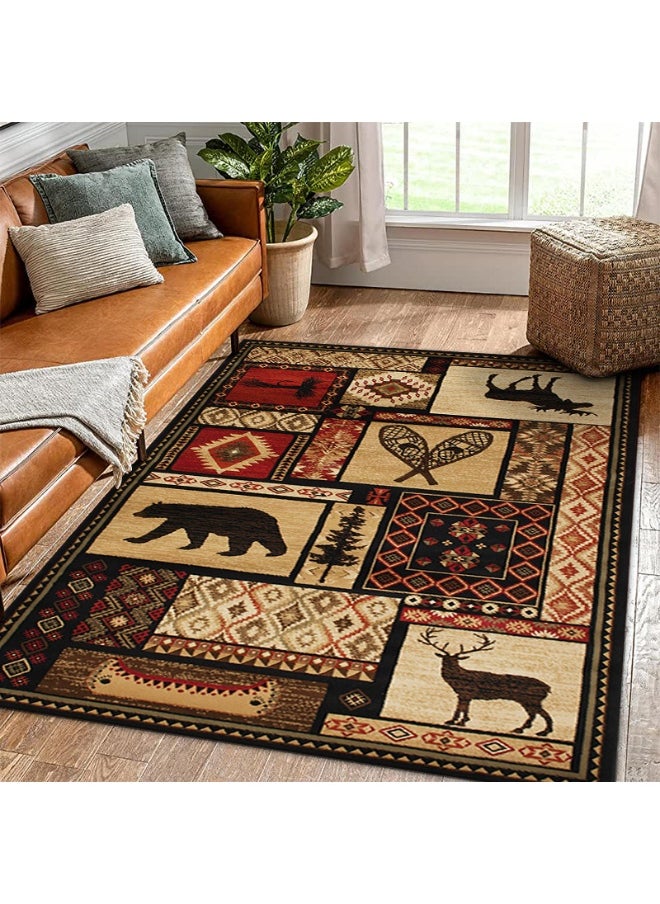 Vintage Persian Style Living Room Coffee Table Carpet - Non-Slip, Stain-Resistant, Easy to Clean, Washable, Soft and Comfortable Area Rug