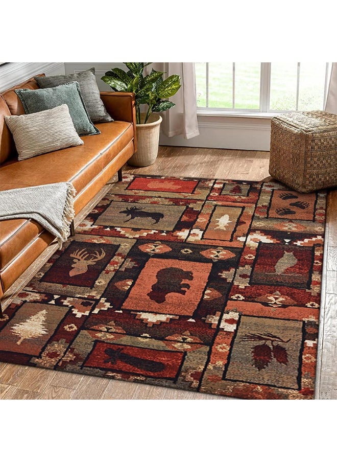 Vintage Persian Style Living Room Coffee Table Carpet - Non-Slip, Stain-Resistant, Easy to Clean, Washable, Soft and Comfortable Area Rug