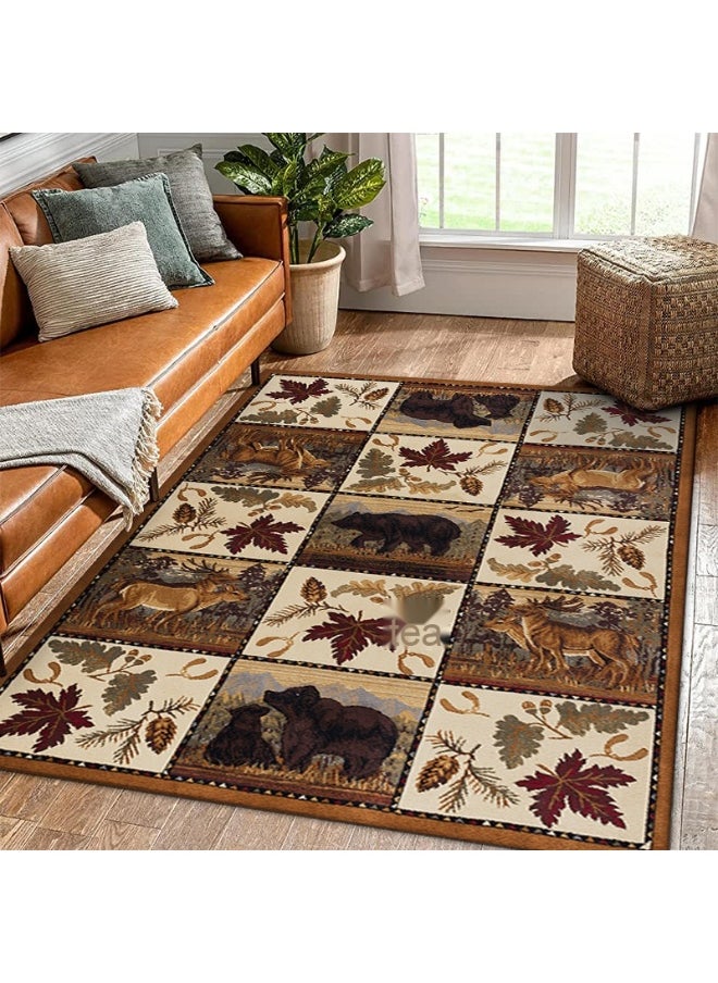 Vintage Persian Style Living Room Coffee Table Carpet - Non-Slip, Stain-Resistant, Easy to Clean, Washable, Soft and Comfortable Area Rug