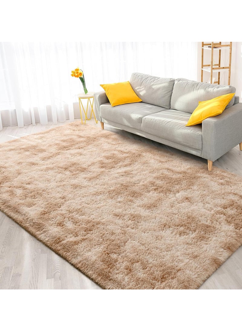 Rugs For Living Room,Soft Fluffy Area Rug Bedroom Living Room Shaggy Washable Anti-Skid Comfortable Large Rugs Indoor Modern Home Decor Floor Carpet (Beige)