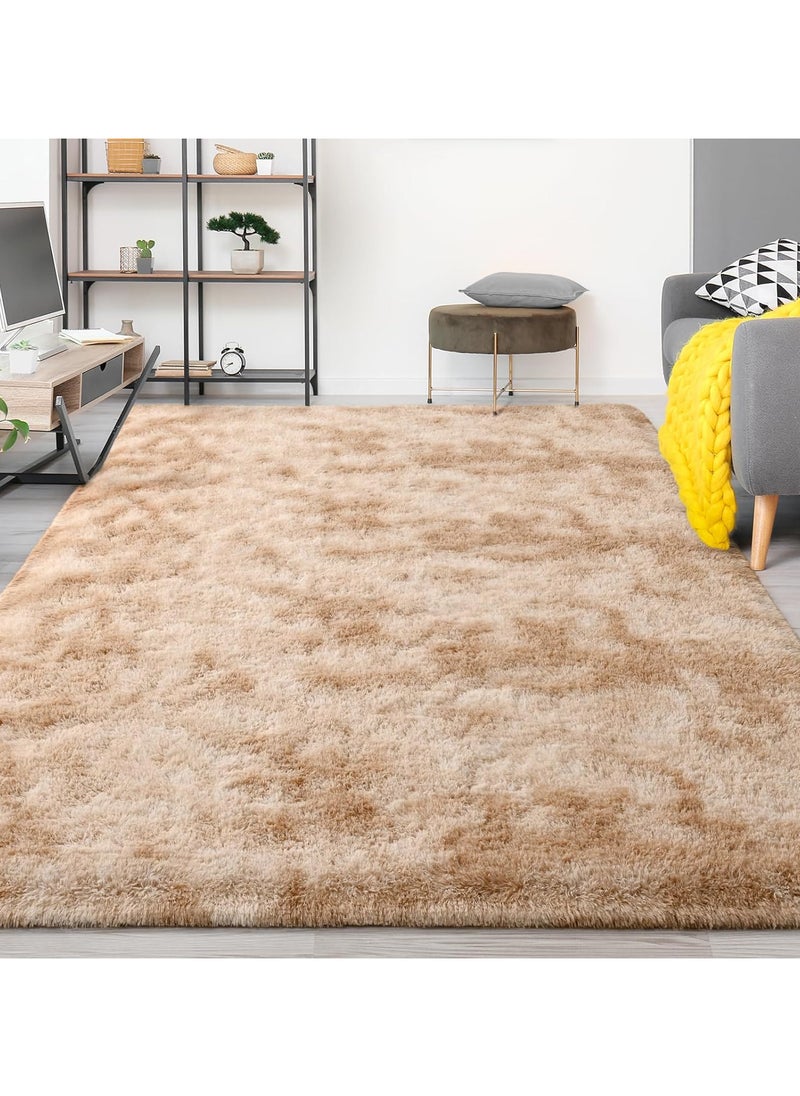 Rugs For Living Room,Soft Fluffy Area Rug Bedroom Living Room Shaggy Washable Anti-Skid Comfortable Large Rugs Indoor Modern Home Decor Floor Carpet (Beige)