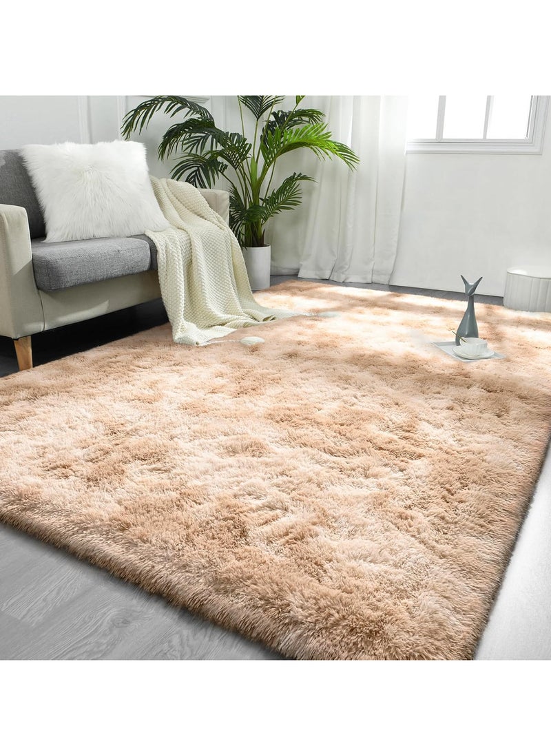 Rugs For Living Room,Soft Fluffy Area Rug Bedroom Living Room Shaggy Washable Anti-Skid Comfortable Large Rugs Indoor Modern Home Decor Floor Carpet (Beige)