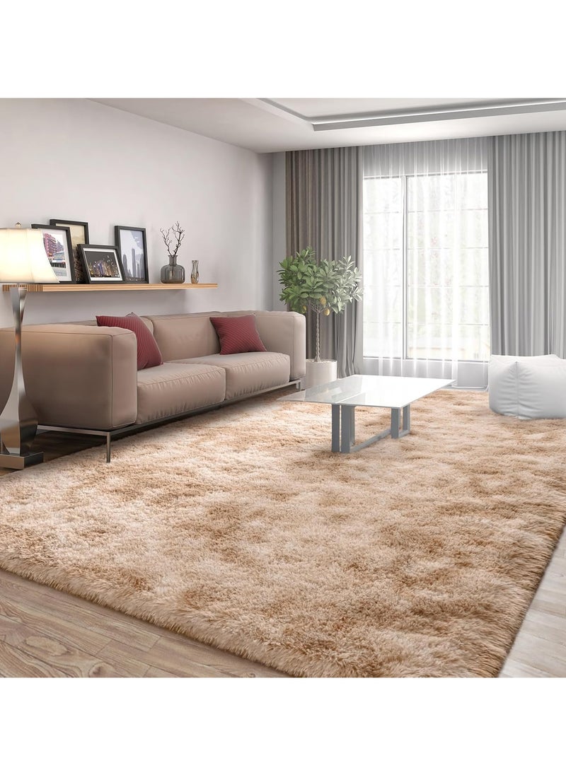 Rugs For Living Room,Soft Fluffy Area Rug Bedroom Living Room Shaggy Washable Anti-Skid Comfortable Large Rugs Indoor Modern Home Decor Floor Carpet (Beige)