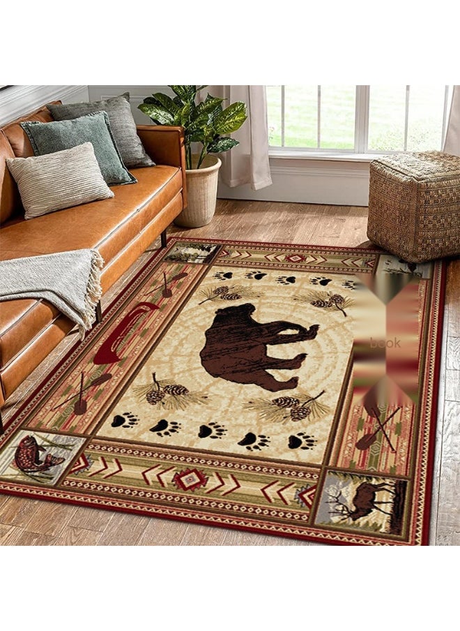 Vintage Persian Style Living Room Coffee Table Carpet - Non-Slip, Stain-Resistant, Easy to Clean, Washable, Soft and Comfortable Area Rug