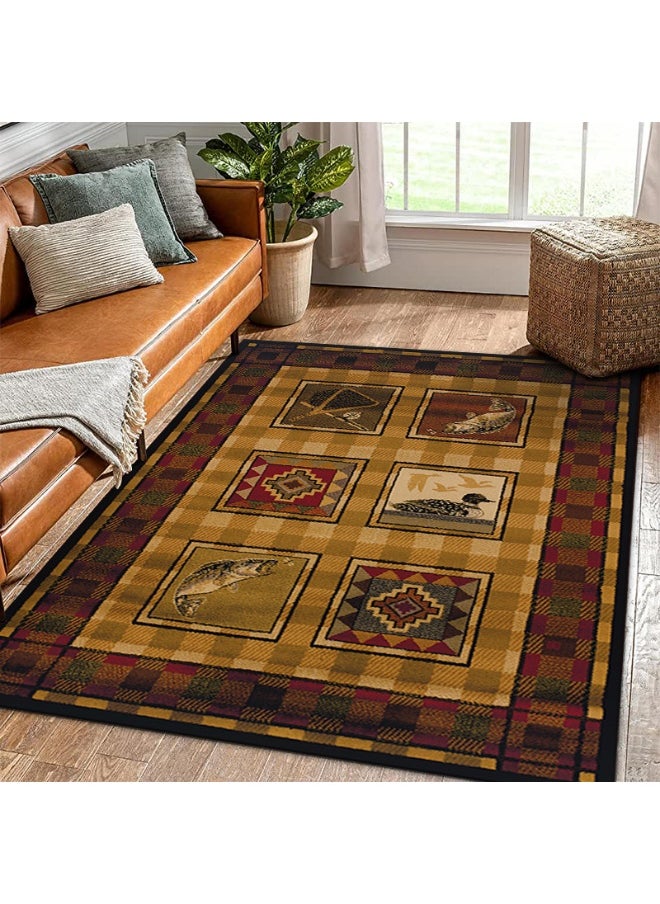 Vintage Persian Style Living Room Coffee Table Carpet - Non-Slip, Stain-Resistant, Easy to Clean, Washable, Soft and Comfortable Area Rug