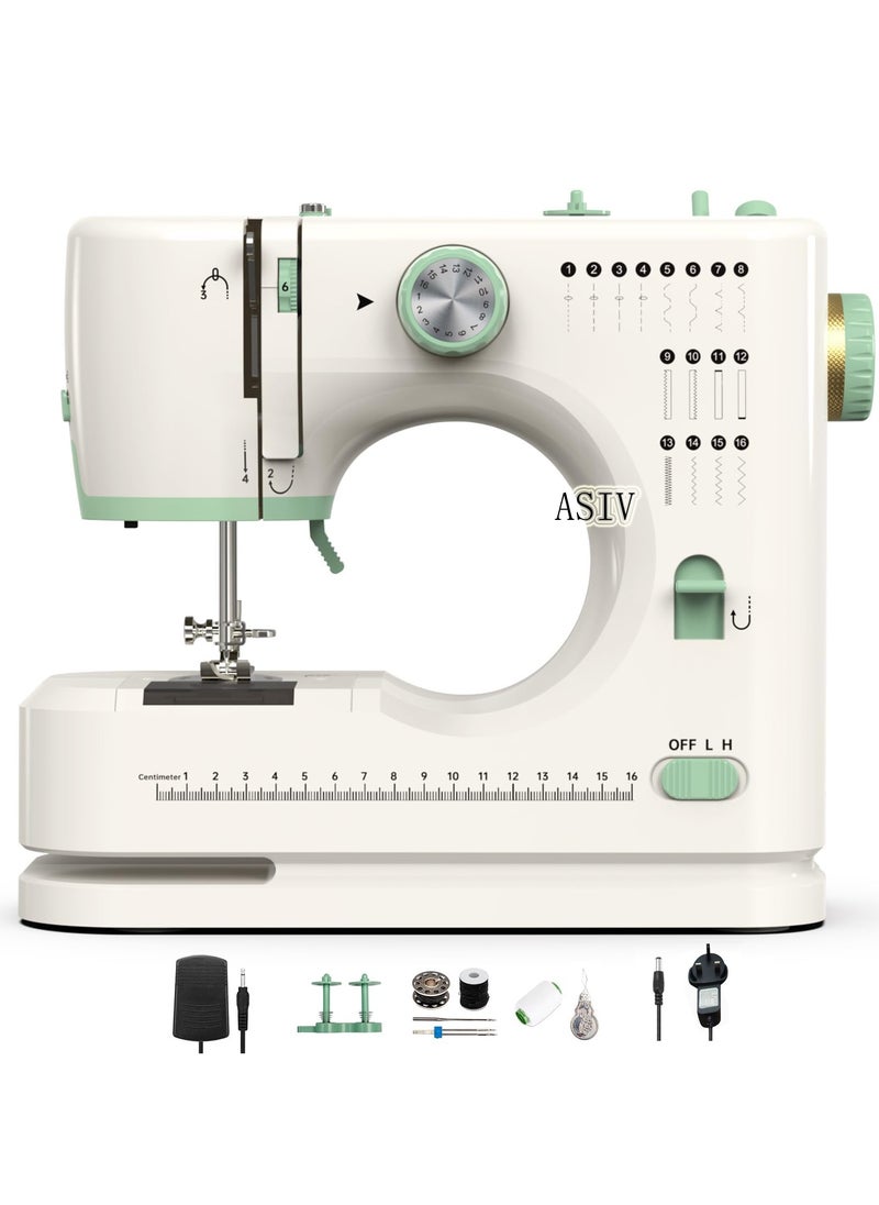 Sewing machine,sewing machine for beginners,Double needle and double thread,16 kinds of stitches.Sewing machine for Household,sewing machine for adults.(Full)