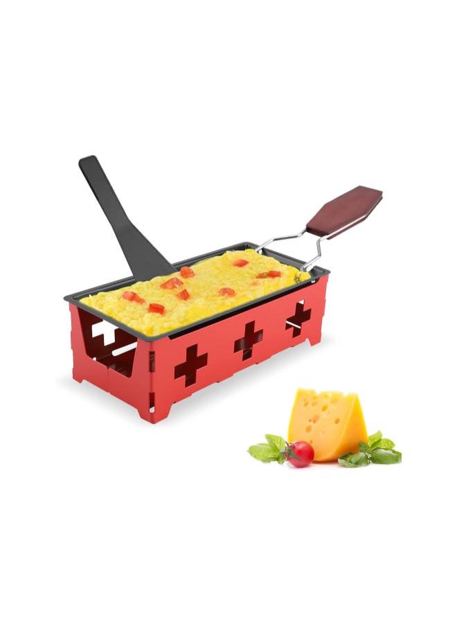 Cheese Raclette with Foldable Wood Handle, Mini Tea Light Raclette Set Candlelight Raclette Cheese Raclette Melter for Grill