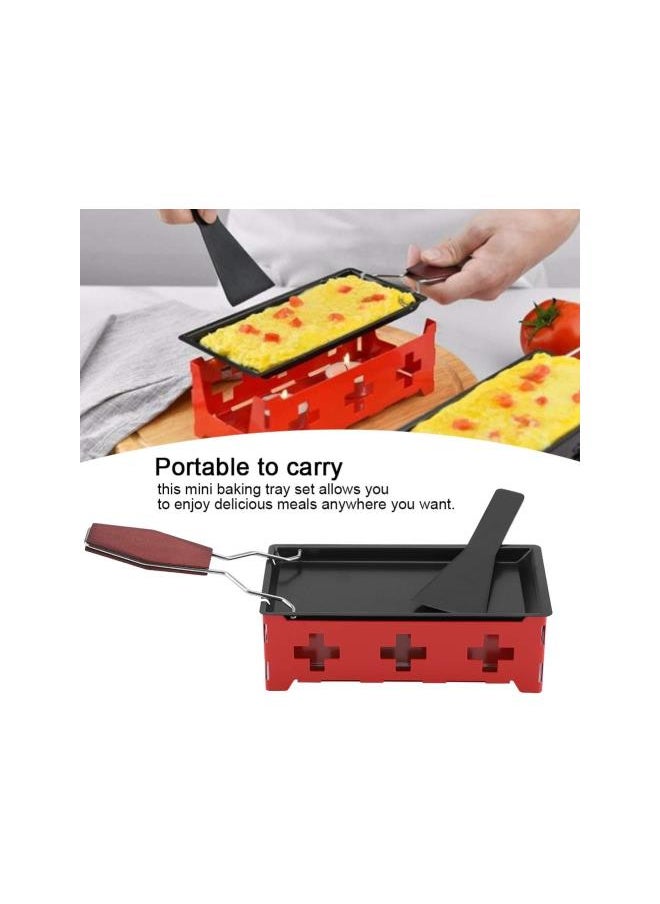 Cheese Raclette with Foldable Wood Handle, Mini Tea Light Raclette Set Candlelight Raclette Cheese Raclette Melter for Grill