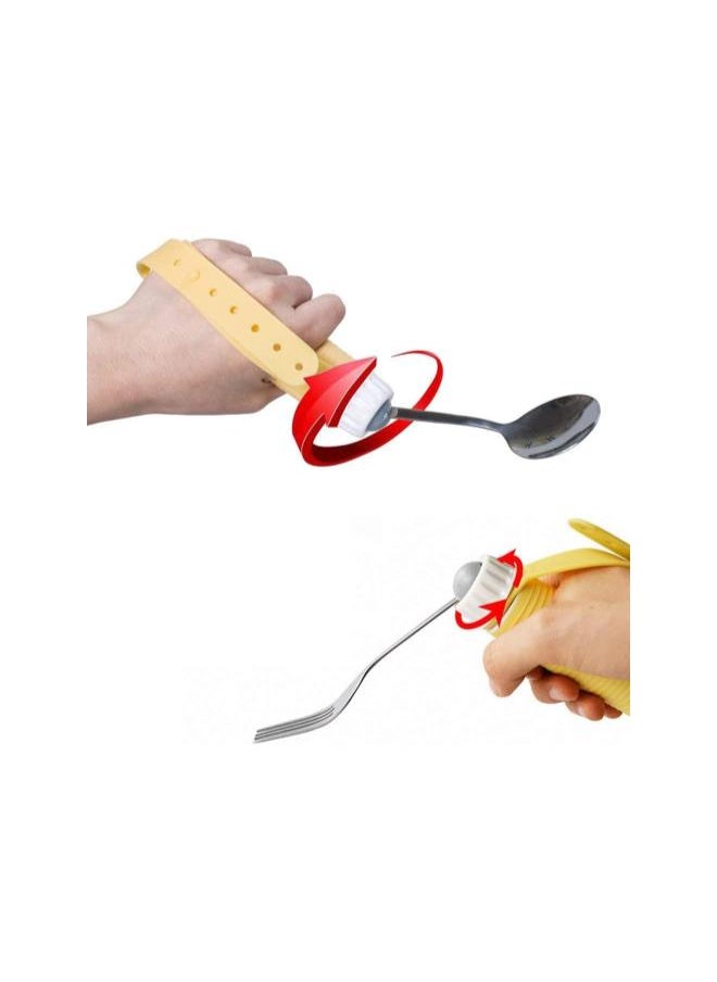 Easy-Hold Fork & Spoon Kit - 360° Rotating Eating Aids - Adaptive Utensil for Elderly,Parkinsonian,Arthritis,Stroke & Weak Grip