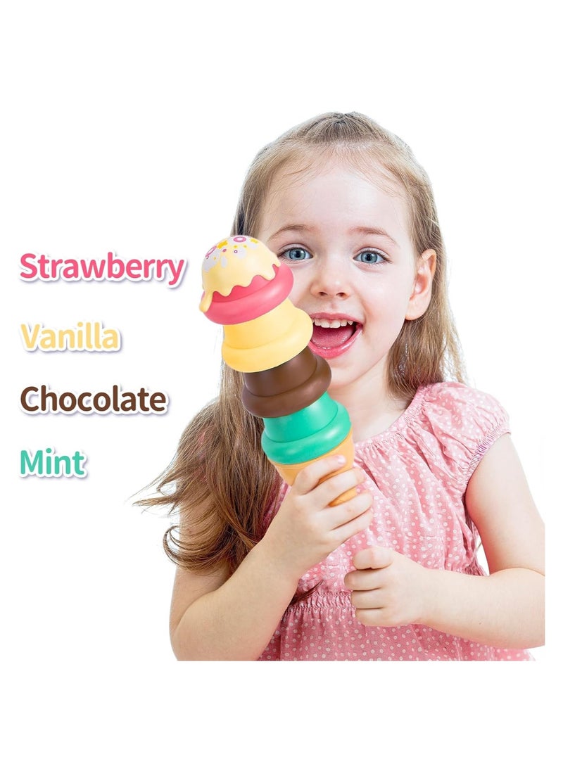 Serve Ice Cream Counter Toy, Ice Cream Toy Play Set for Kids, Toddler Ice Cream Counter Shop (39 Pcs) - Educational Pretend Play Food and Accessories, Great Gift for 3 4 5 6 Year Old Girl or Boy