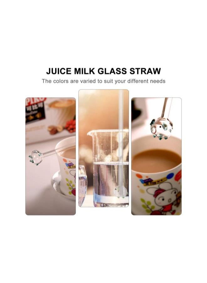 2Pcs Glass Straw Cute Pig Drinking Straw Clear Water Straw Heat- Resistant Straw for Beach Pool Party Supplies Luau Party Decorations