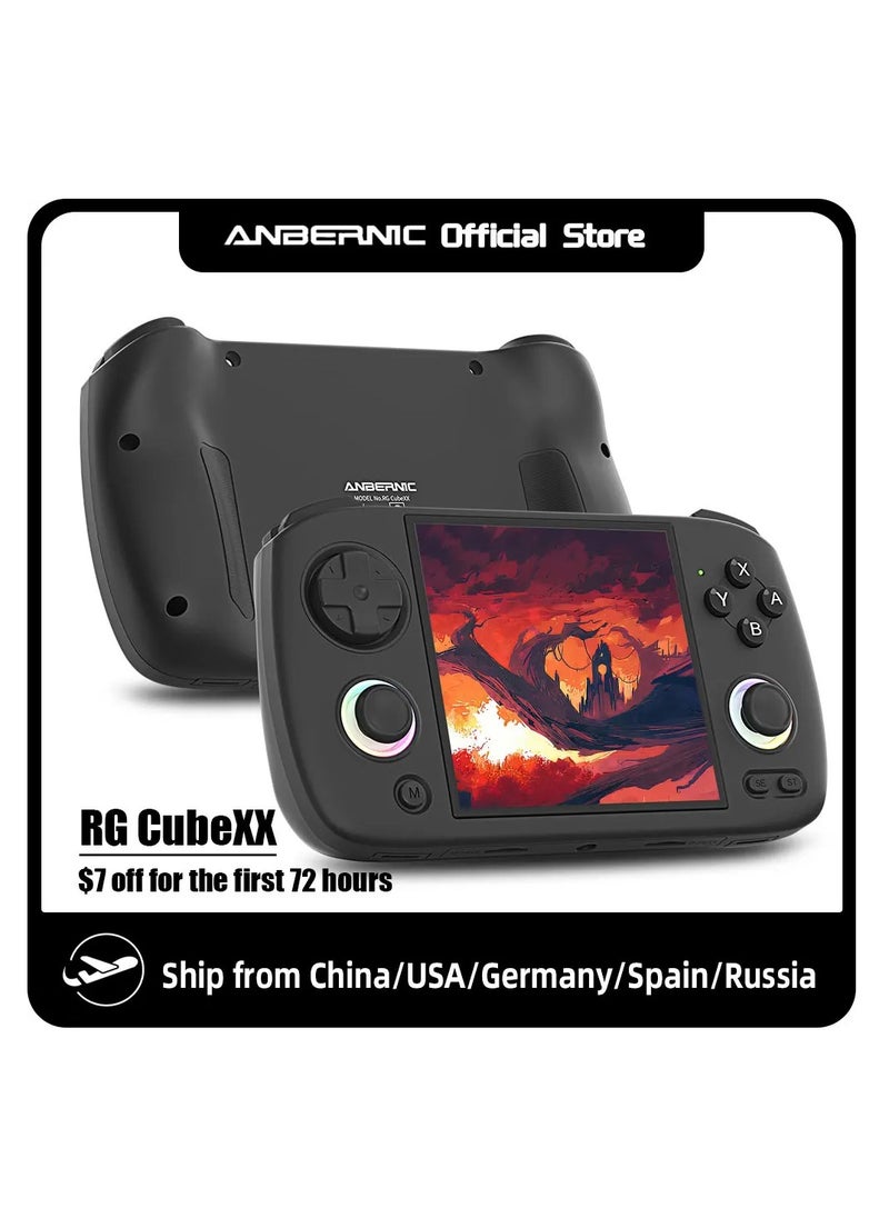 RG CubeXX Retro Handheld Game Console 3.95 Inch IPS Screen Linux System Built In 128G TF Card 5056 Games Support HDMI TV Output 5G WiFi Bluetooth 4.2 (Black)