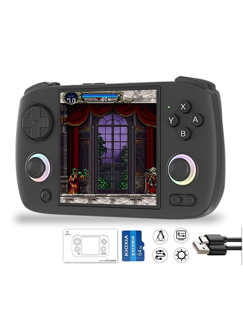 RG CubeXX Retro Handheld Game Console 3.95 Inch IPS Screen Linux System Built In 128G TF Card 5056 Games Support HDMI TV Output 5G WiFi Bluetooth 4.2 (Black)