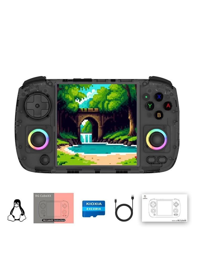 RG CubeXX Retro Handheld Game Console 3.95 Inch IPS Screen Linux System Built In 128G TF Card 5056 Games Support HDMI TV Output 5G WiFi Bluetooth 4.2 (Black)