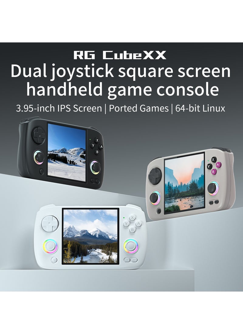 RG CubeXX Retro Handheld Game Console 3.95 Inch IPS Screen Linux System Built In 128G TF Card 5056 Games Support HDMI TV Output 5G WiFi Bluetooth 4.2 (Beige)