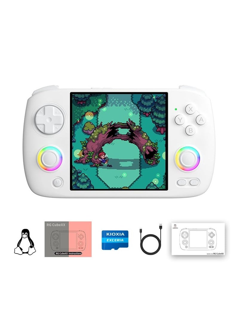 RG CubeXX Retro Handheld Game Console 3.95 Inch IPS Screen Linux System Built In 128G TF Card 5056 Games Support HDMI TV Output 5G WiFi Bluetooth 4.2 (White)