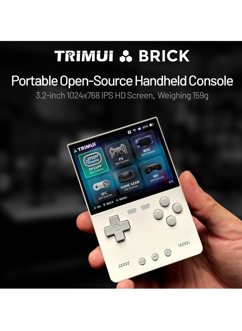 Trimui Brick Handheld Game Linux Console T3040 Portable Open-Source Allwinner A133P PowerVR GE8300 3.2 inches IPS Full-fit Screen Built-in Mono Microphone 3000mAh