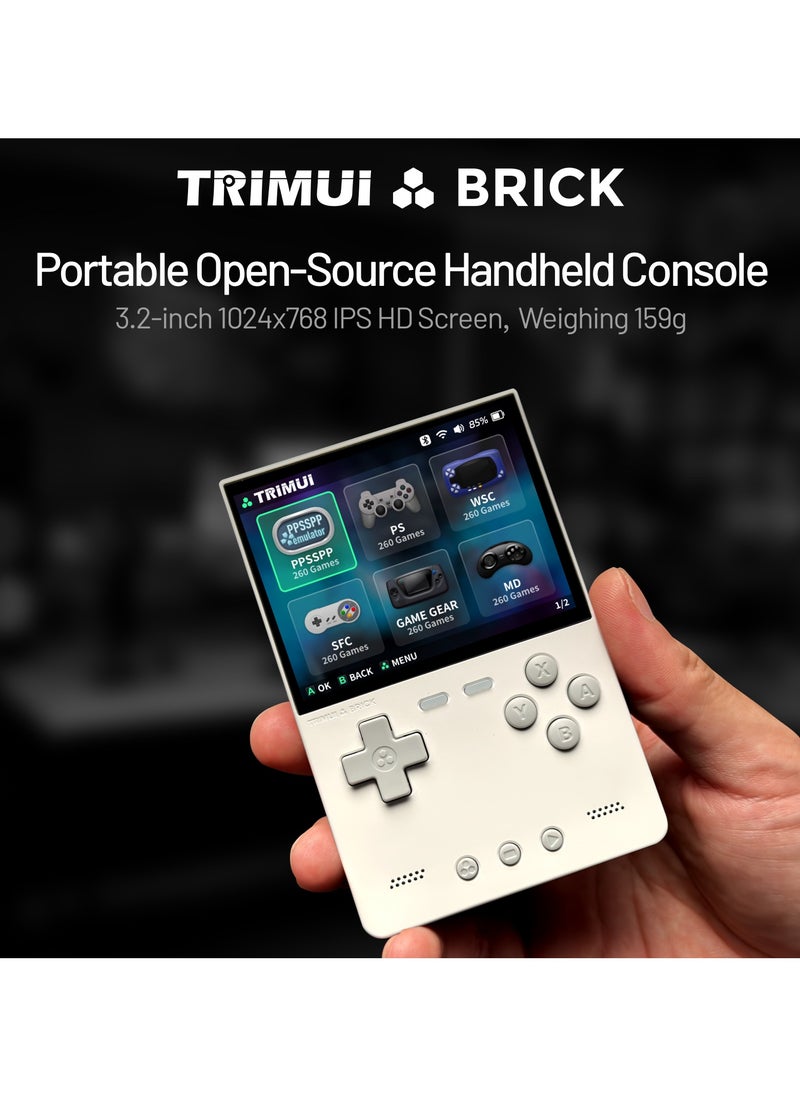 Trimui Brick Handheld Game Linux Console T3040 Portable Open-Source Allwinner A133P PowerVR GE8300 3.2 inches IPS Full-fit Screen Built-in Mono Microphone 3000mAh