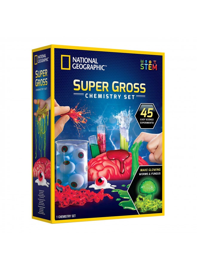 NATIONAL GEOGRAPHIC Gross Science Kit - 45 Gross Science Experiments- Dissect a Brain, Make Glowing Slime Worms, Science Kit for Kids 8-12, STEM Project Gifts for Boys and Girls (Amazon Exclusive)