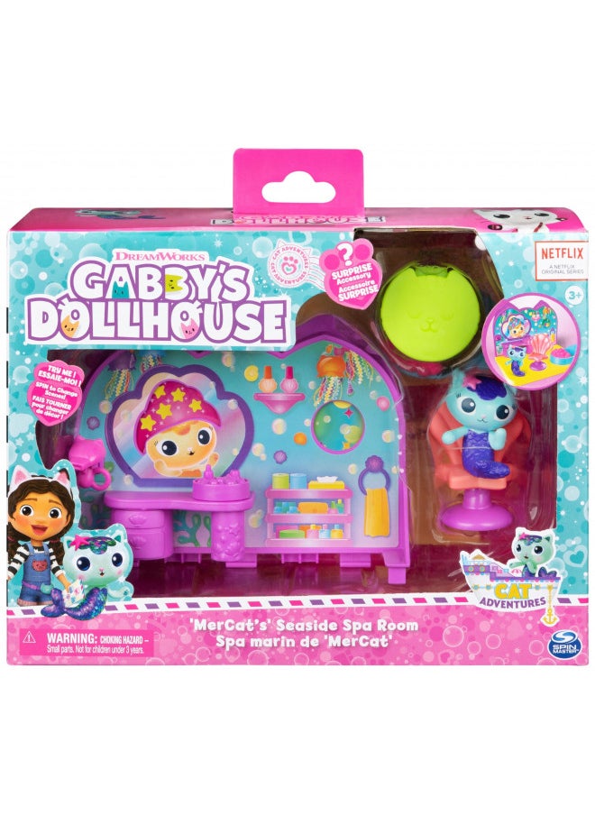 Gabbys Dollhouse, MerCats Spa Room Playset, with MerCat Toy Figure, Surprise Toys and Dollhouse Furniture, Kids Toys for Girls & Boys 3+