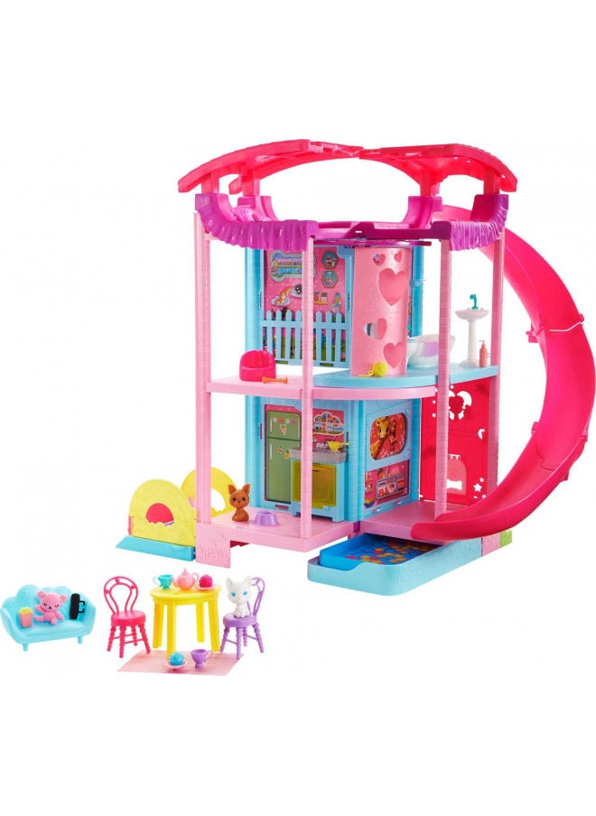 Barbie Dollhouse, Chelsea Playhouse with Transforming Areas & 20+ Pieces, Includes 2 Pets, Pool, Furniture & Accessories [Amazon Exclusive]