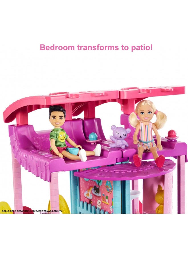 Barbie Dollhouse, Chelsea Playhouse with Transforming Areas & 20+ Pieces, Includes 2 Pets, Pool, Furniture & Accessories [Amazon Exclusive]