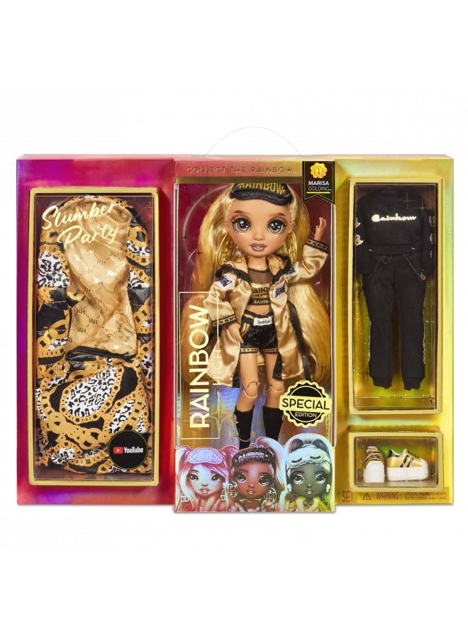 Rainbow High Slumber Party Fashion Doll and Playset w/ 2 Outfits Choose from Brianna Dulce, Marisa Golding, Robin Sterling (Marisa Golding)