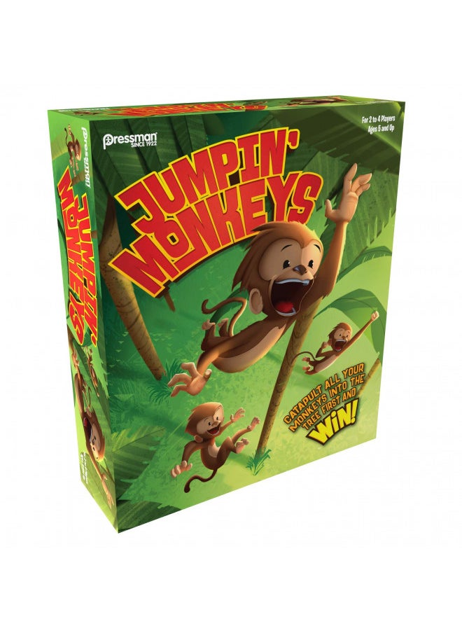 Pressman Jumpin' Monkeys: Catapult Your Monkeys Into The Tree to Win, Multi, 5