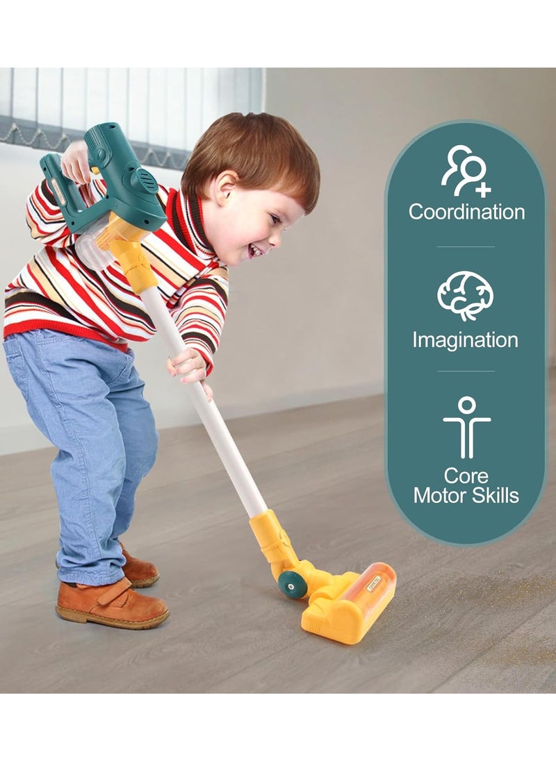 Kids Vacuum Cleaner Toy for Toddlers - Detachable Toy Vacuum Set Pretend Role Play Household Toys with Sound Effects for Age 3+ Boys Girls Learning Toys Birthday