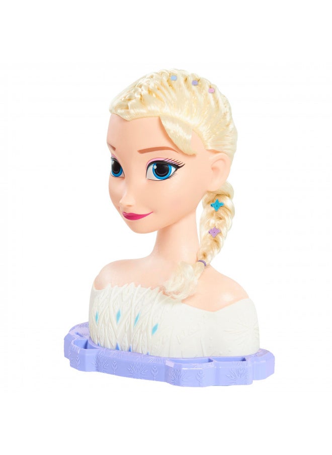 Disney Frozen Deluxe Elsa Styling Head, Blonde Hair, 30 Piece Pretend Play Set, Wear and Share Accessories, by Just Play