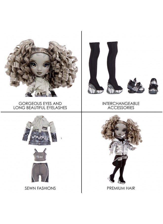 Rainbow High Shadow Series 1 Nicole Steel- Grayscale Fashion Doll. 2 Titanium Designer Outfits to Mix & Match with Accessories, Great Gift for Kids 6-12 Years Old and Collectors, Multicolor, 583585EUC