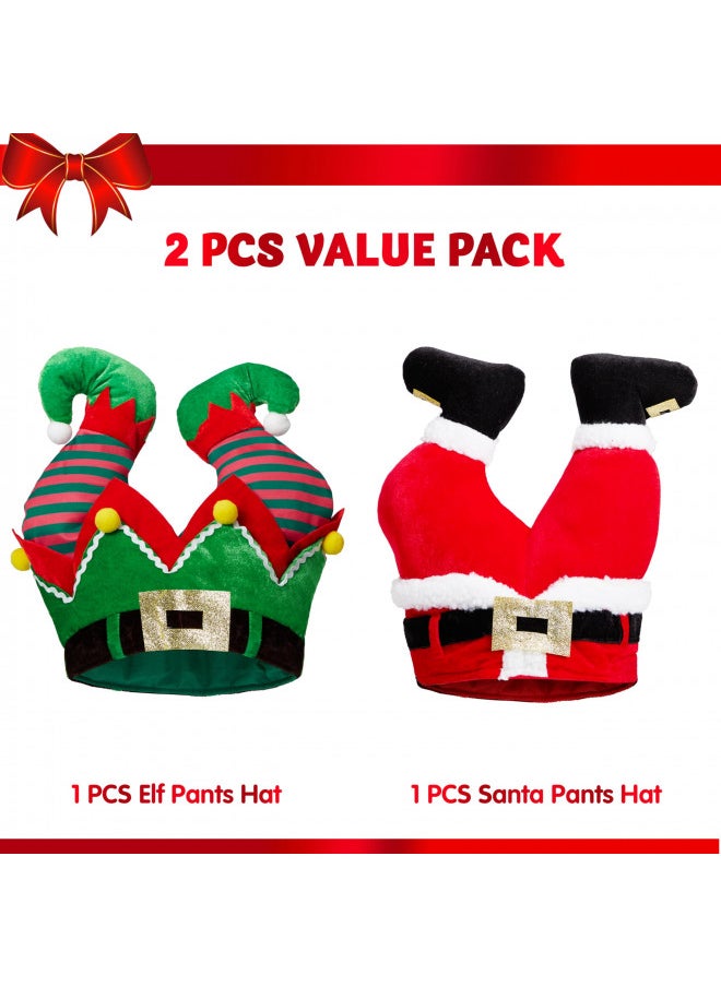 JOYIN 2PCS Christmas Santa and Elf Pants Hats for Funny Hilarious and Festive Christmas Party Hat Dress Up Celebrations, Winter Party Favor, Christmas Decorations, Costume Accessories