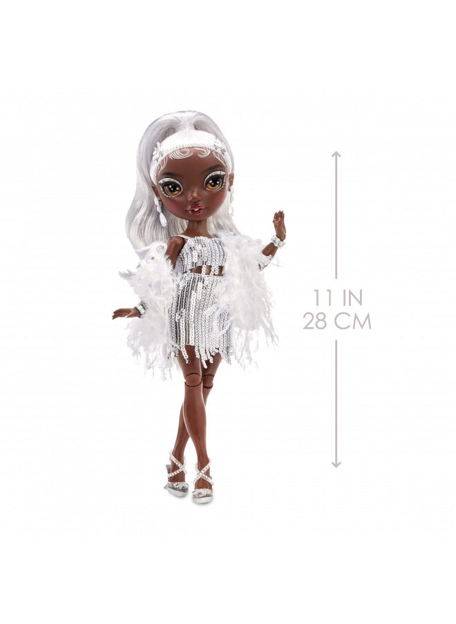 Rainbow High Rainbow Vision Rainbow Divas- Ayesha Sterling (Silver) Posable Fashion Doll with 2 Designer Outfits to Mix & Match + Vanity Playset, Great Toy Gift for Kids 6-12 Years Old & Collectors