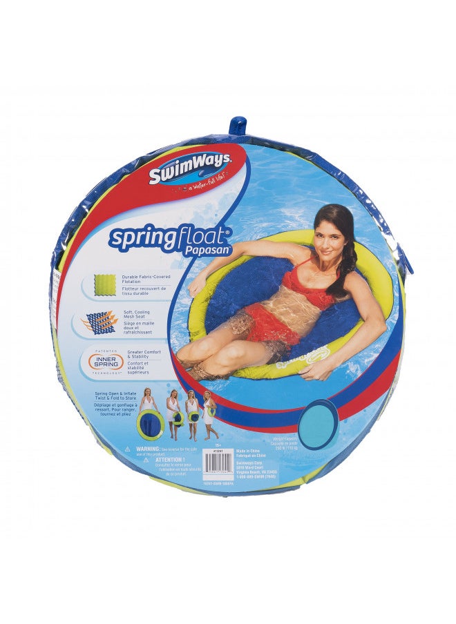 SwimWays Spring Float Papasan - Mesh Float for Pool or Lake - Light Blue/Lime