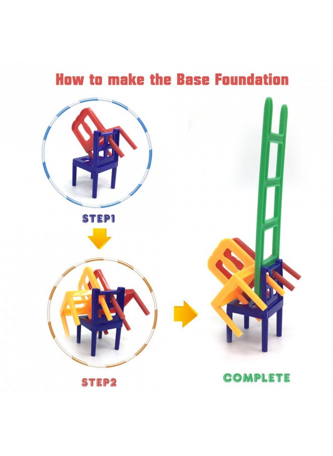 WEofferwhatYOUwant Chairs and Ladders Family Game - Stacking Balance Game. 44 Individual Pieces.