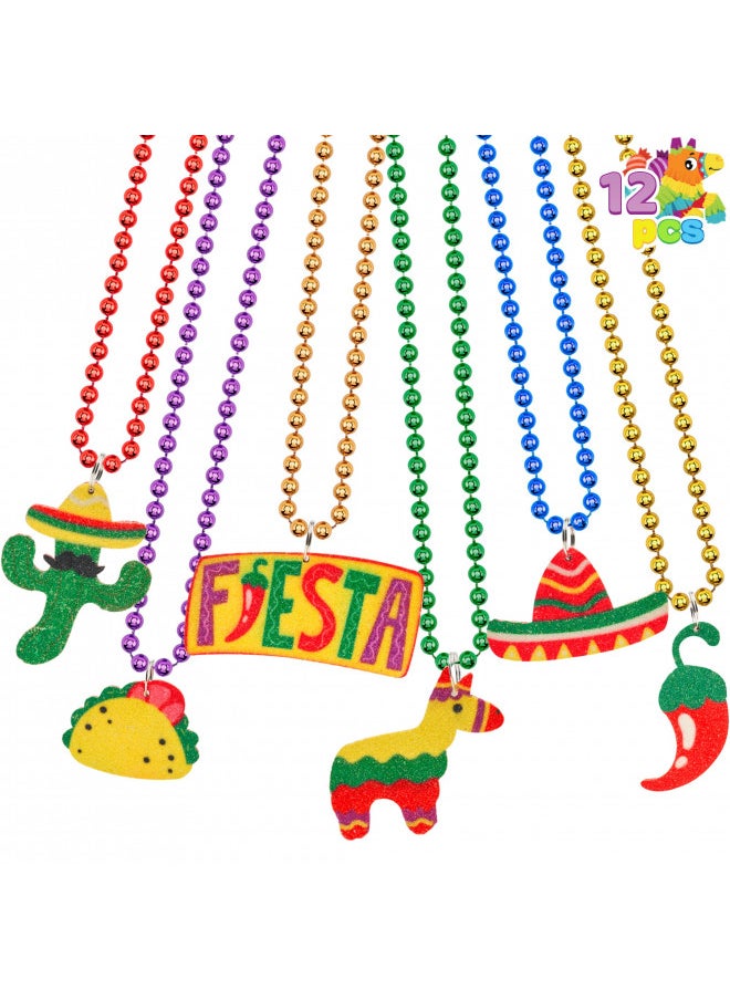 JOYIN 12 PCS Cinco de Mayo Fiesta Necklaces Bead- Mexican Birthday Party Favors Supplies Decorations, Luau Photo Props, Carnivals Event, Taco Tuesday